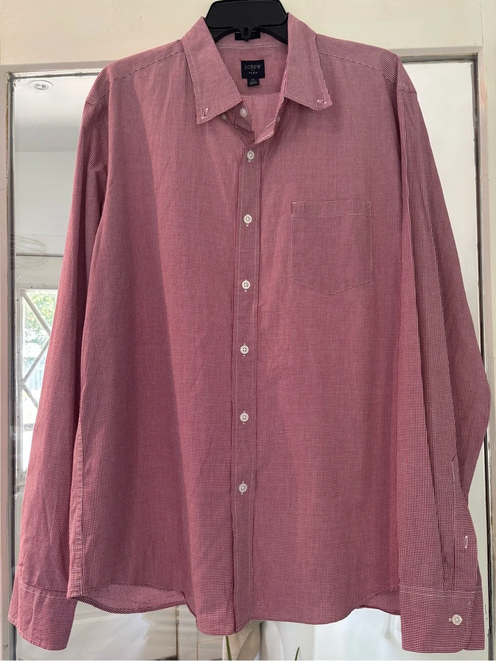 J. Crew Men’s Slim Fit Button-Down Flex Shirt in Red Microcheck